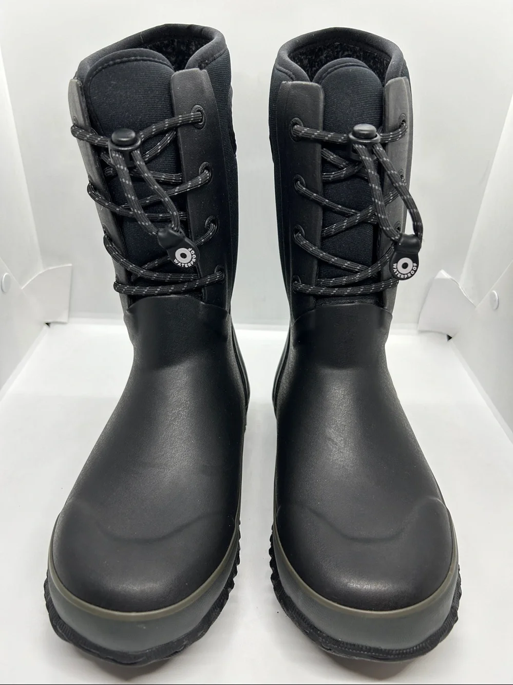 Children's Bogs Arcata Waterproof Lace Up Boot Black Rubber/Nylon Jersey Size 3